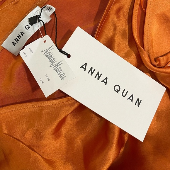 NWT ANNA QUAN | Astra Satin Draped Off-The-Shoulder Top in Kumquat | Size 6 - Picture 11 of 14